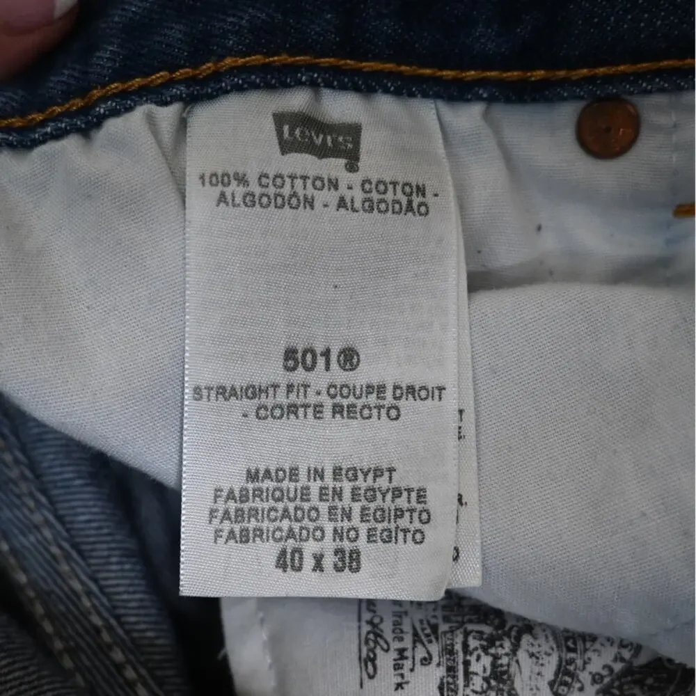 Levi's 501 Men's Button Fly Straight Leg Jean 40X38